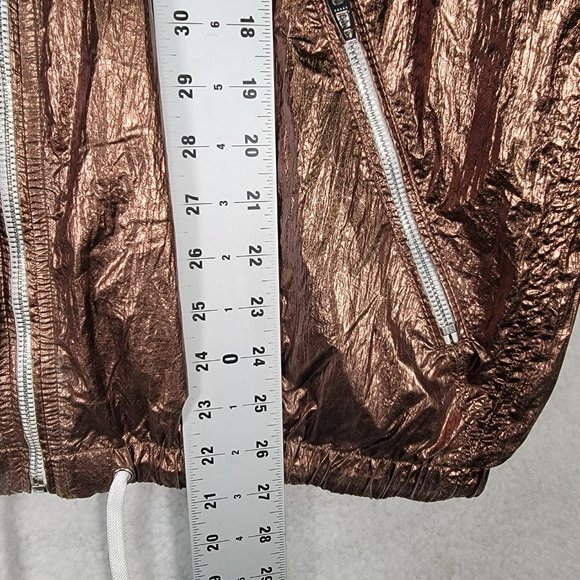 BLANK NYC Reversible Copper Gold Hooded Metallic Good Vibrations Bomber Jacket - Picture 7 of 16